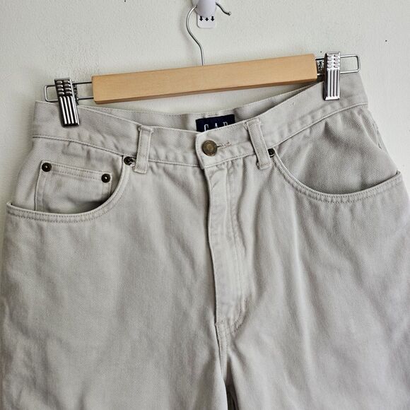 Vintage 90s Y2K Gap Unisex Long Shorts Tan Denim. Tag Size 11/12. Fit Liks 27" - Picture 3 of 8